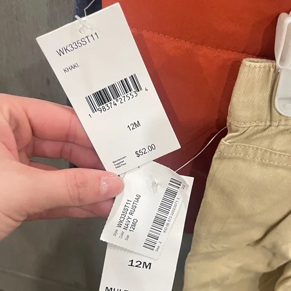 NWT Orange and Navy Puffer Vest, shirt with Beige Pants Set - Picture 4 of 4